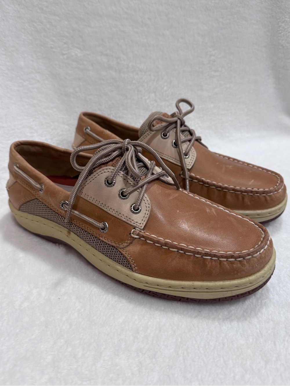 Sperry Two-Tone Tan & Cream Leather Boat Shoes